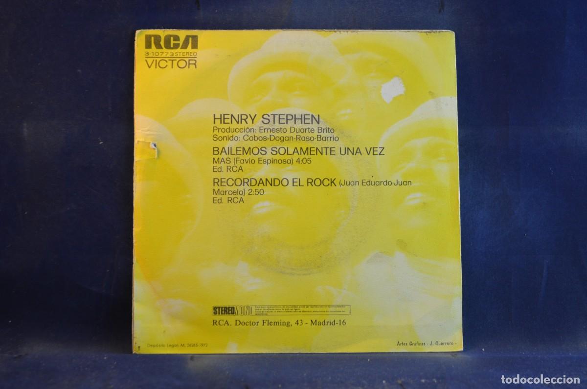Discos de vinilo: HENRY STEPHEN - BAILEMOS SOLAMENTE UNA VEZ MAS - SINGLE - Foto 2