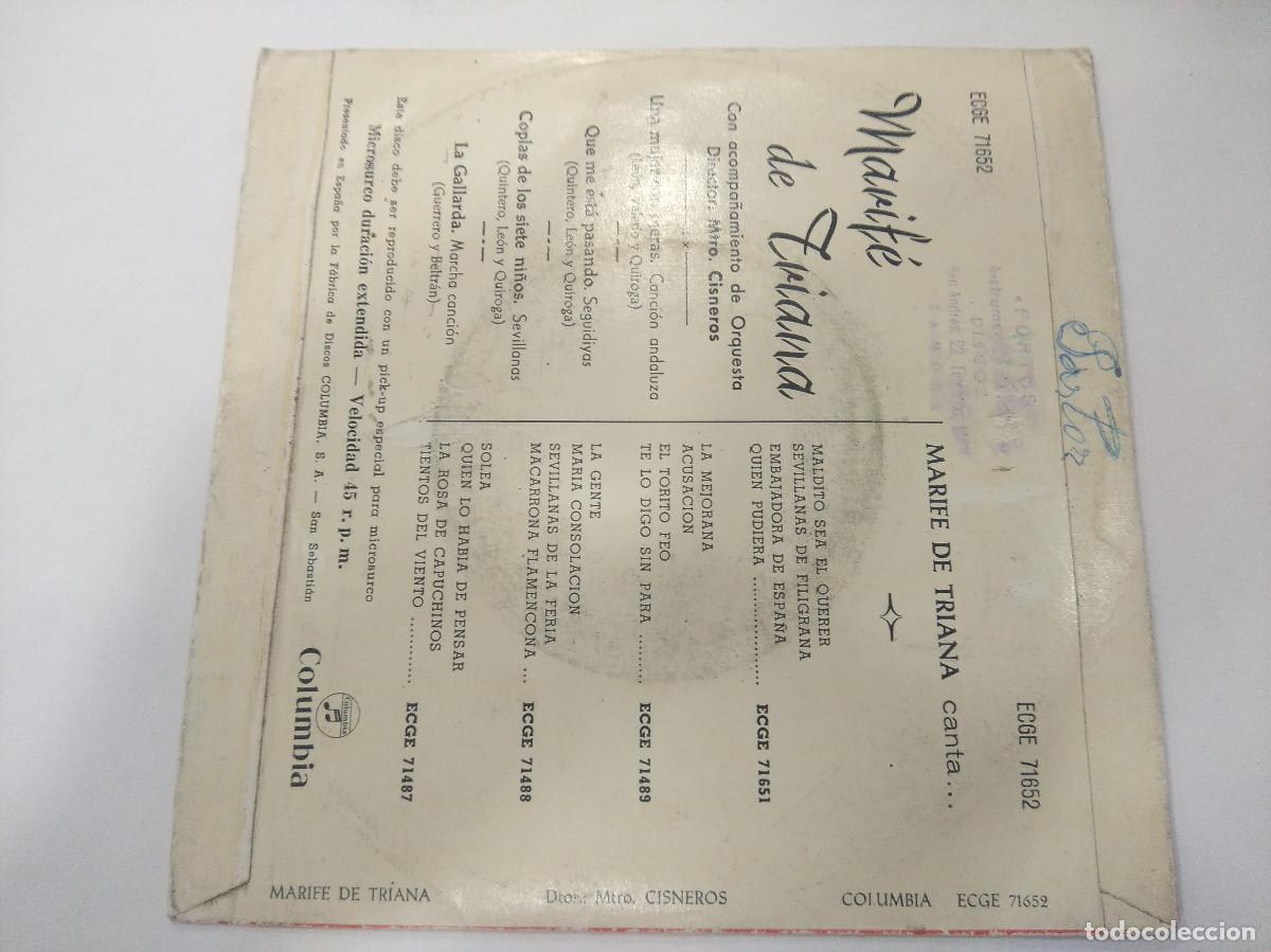 Discos de vinilo: MARIFE DE TRIANA/UNA MUJER CON OJERAS/SINGLE. - Foto 3