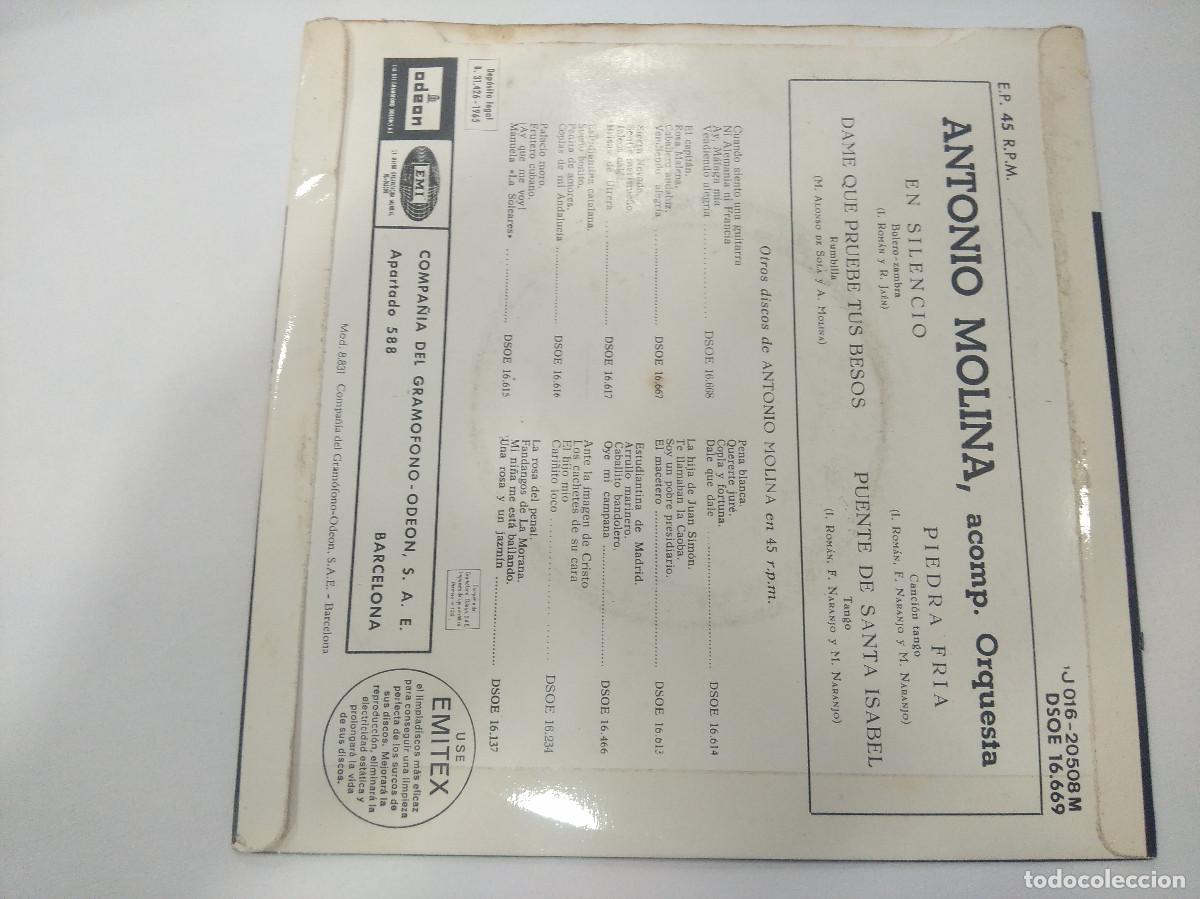 Discos de vinilo: ANTONIO MOLINA/EN SILENCIO/SINGLE. - Foto 3