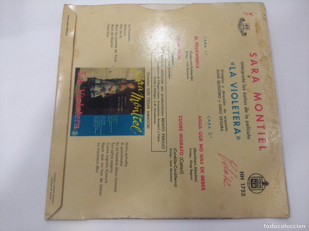 Discos de vinilo: SARITA MONTIEL/LA VIOLETERA/SINGLE. - Foto 3