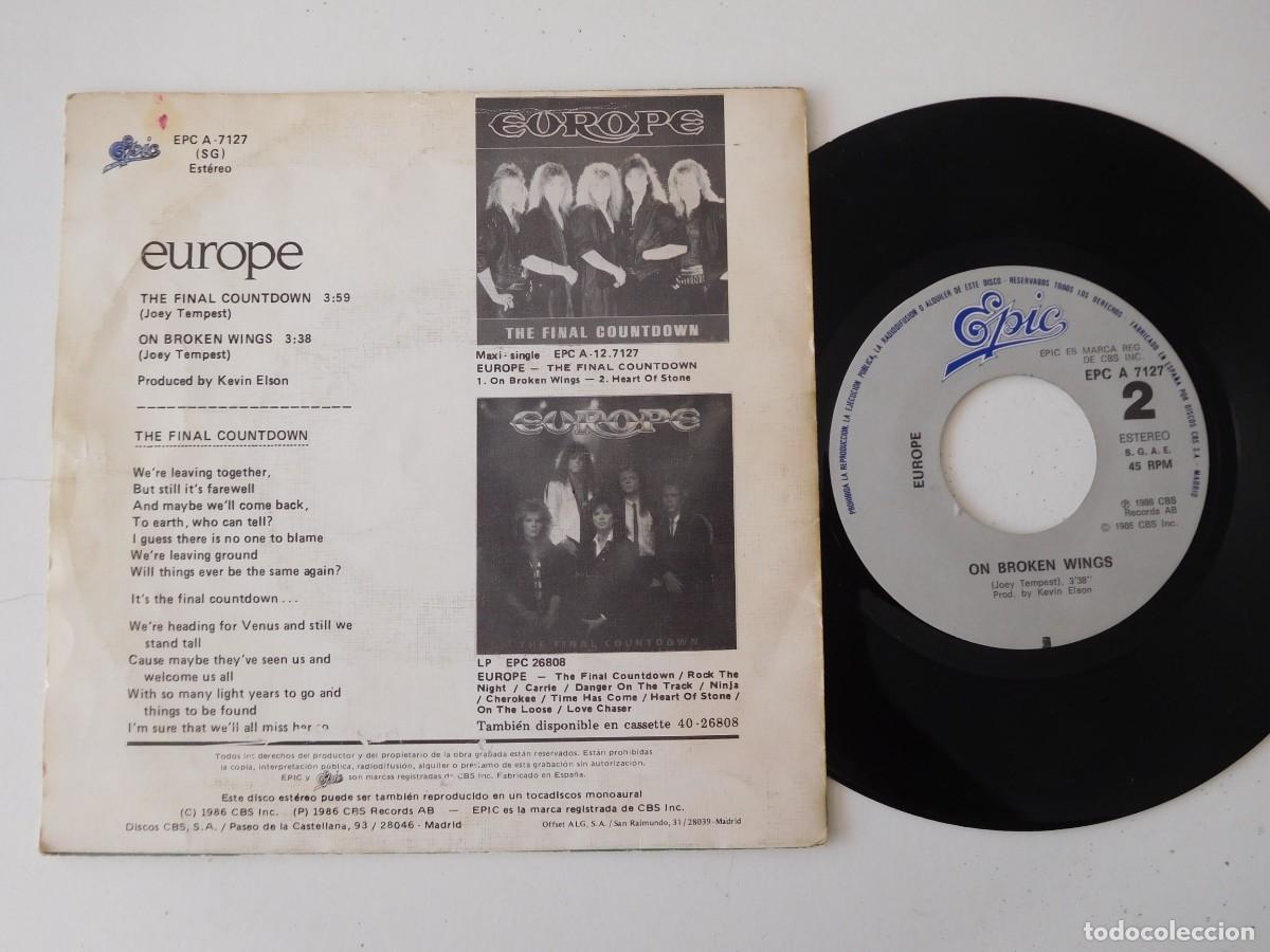 Discos de vinilo: Europe 7 Single. The final countdown. Edici&oacute;n espa&ntilde;ola - Foto 2