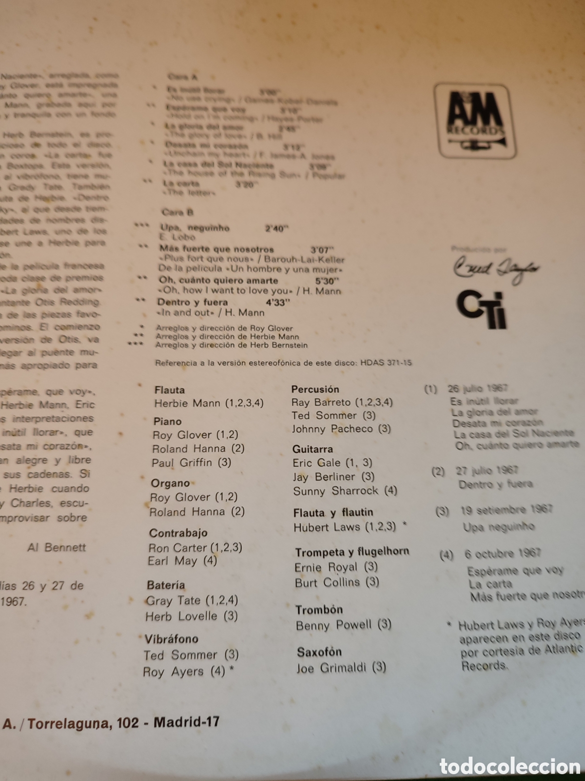 Discos de vinilo: Herbie Mann - La gloria del amor - Foto 4