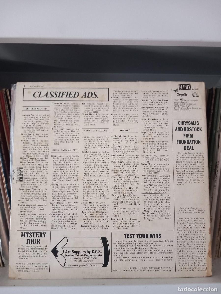 Discos de vinilo: Jethro Tull &lrm;&ndash; Thick As A Brick - lp edic. brasil gatefold - Foto 2