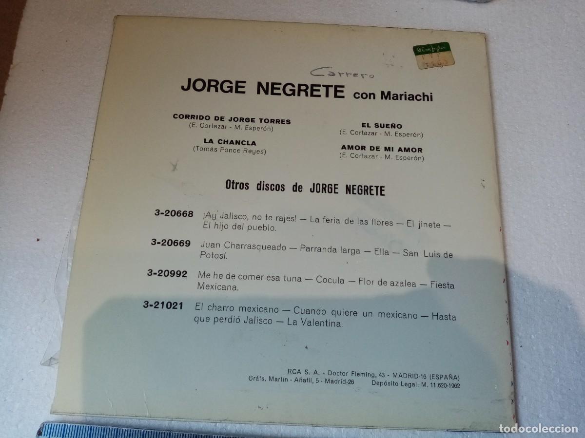 Discos de vinilo: SINGLE DE VINILO - JORGE NEGRETE - MUSICA - Foto 3