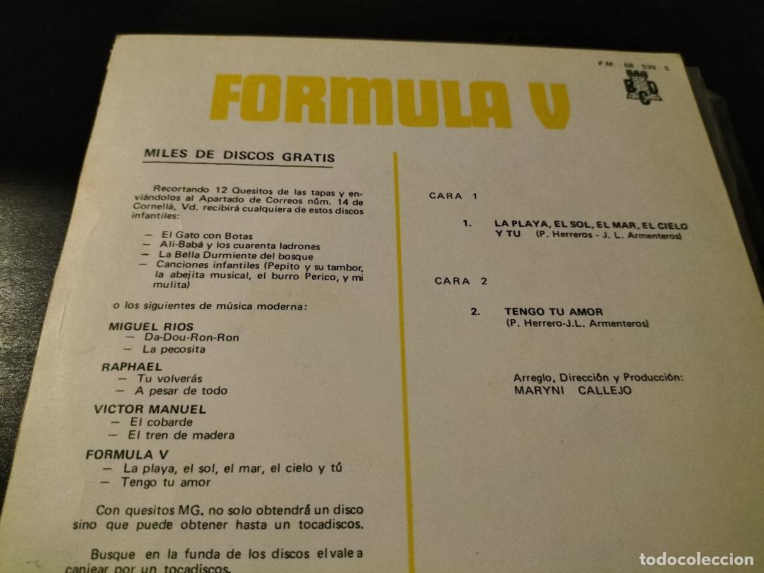 Discos de vinilo: FORMULA V - LA PLAYA EL SOL EL MAR EL CIELO Y TU 7&rdquo; SINGLE BCD 1970 - Foto 2