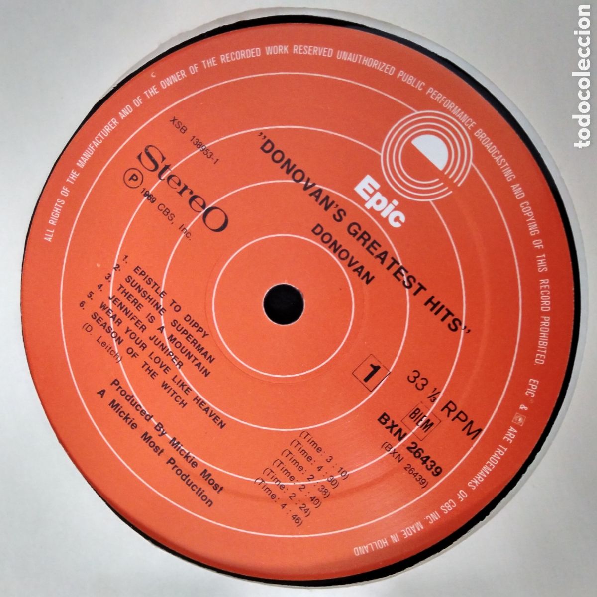 Discos de vinilo: DONOVANS GREATEST HITS - LP - 1969 - DONOVAN - Foto 3