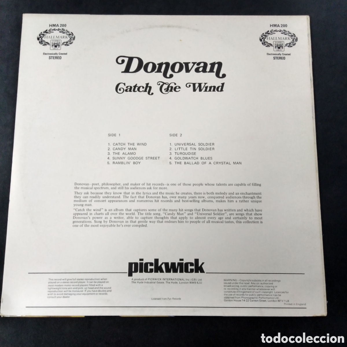 Discos de vinilo: DONOVAN - CATCH THE WIND - LP - 1965 - DONOVAN - Foto 2