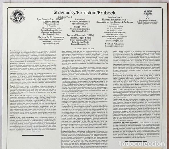 Discos de vinilo: Stravinsky / Bernstein / Brubeck - Jazz - Foto 2