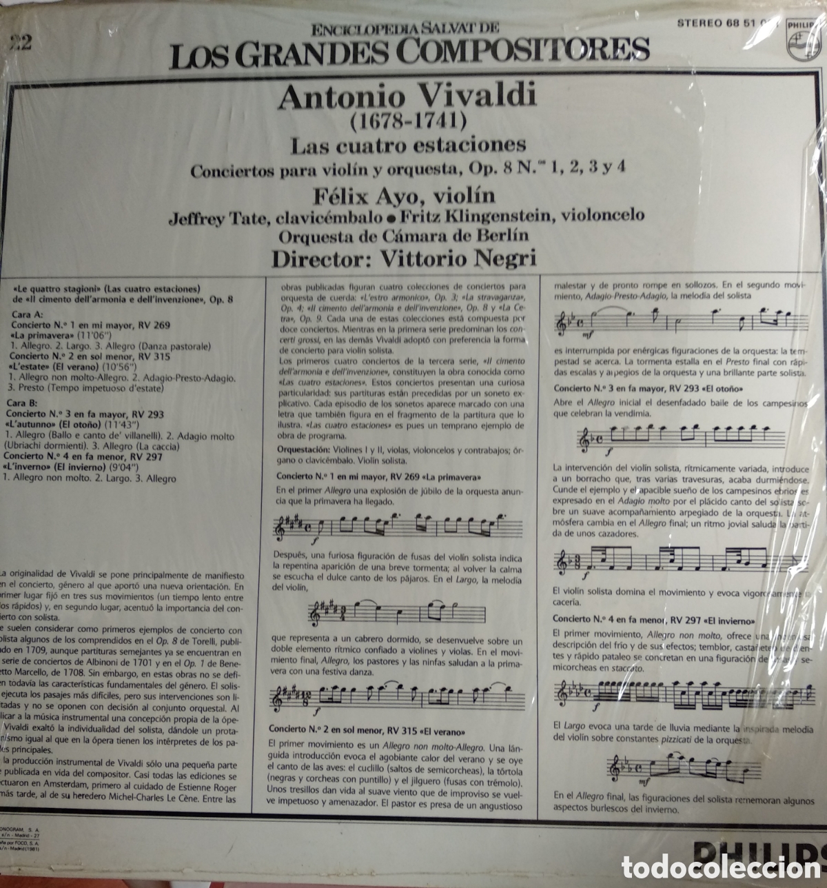 Discos de vinilo: ANTONIO VIVALDI, SPAIN PHILIPS, CT.1 - Foto 2
