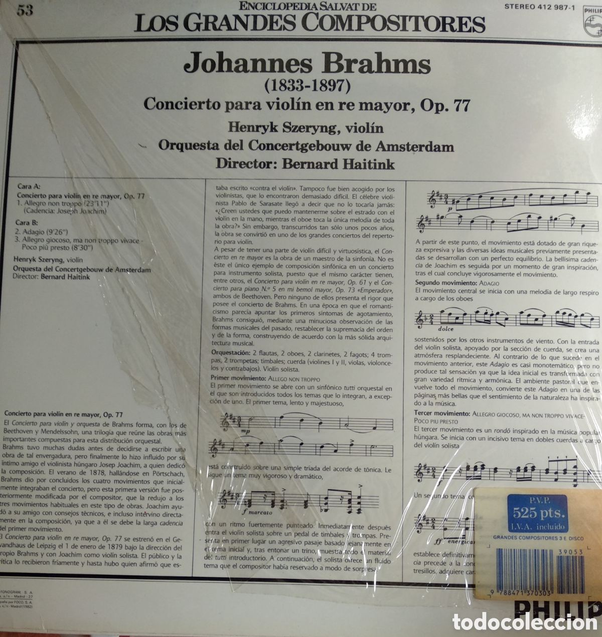 Discos de vinilo: JOHANNES BRAHMS, SPAIN PHILIPS, CT.1 - Foto 2