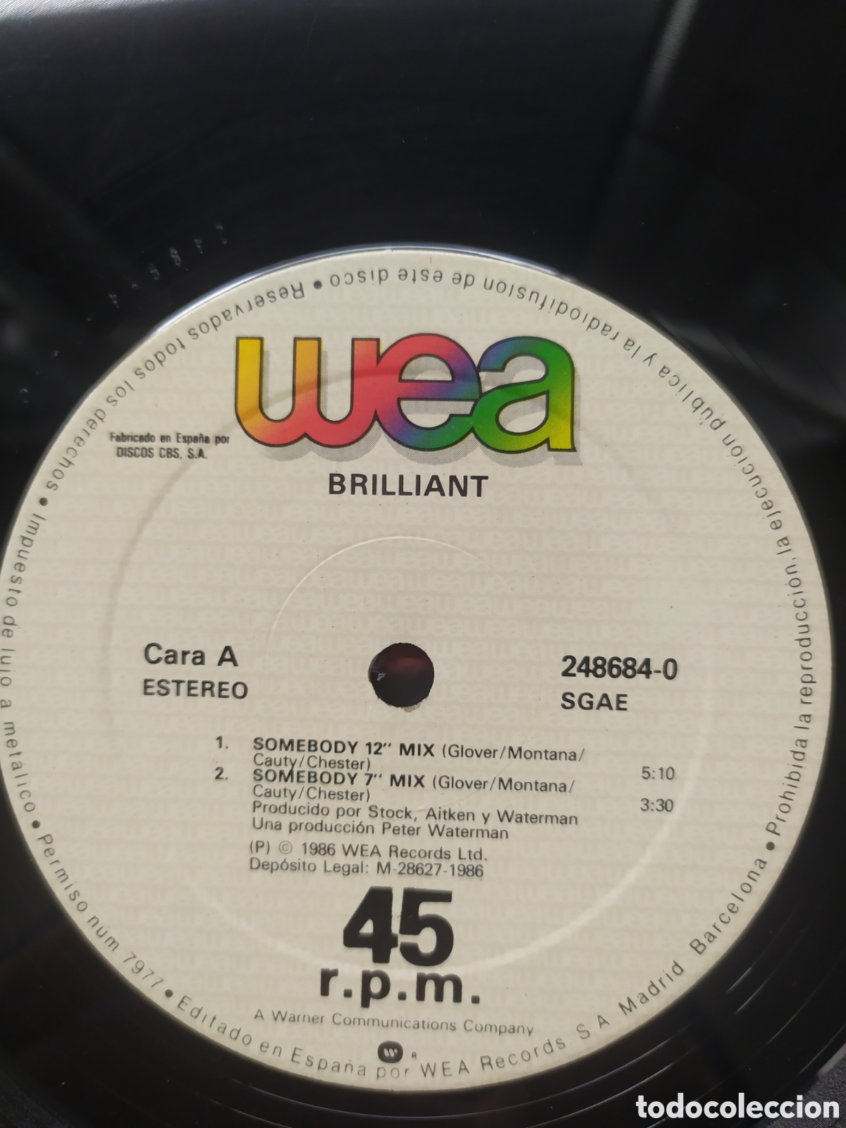 Discos de vinilo: Maxi single Brilliant. Somebody - Foto 3