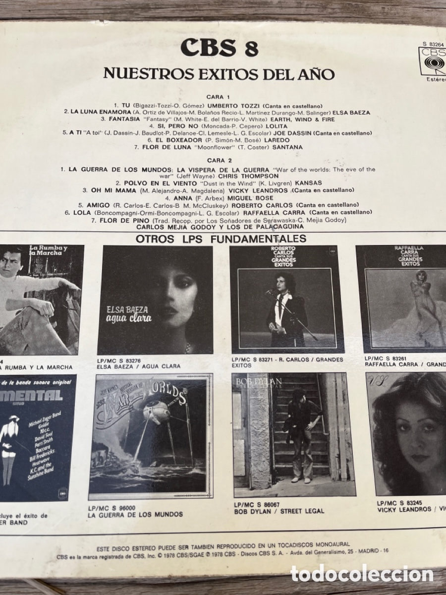 Discos de vinilo: LP DISCO VINILO CBS 8. NUESTROS &Eacute;XITOS DEL A&Ntilde;O. - Foto 2