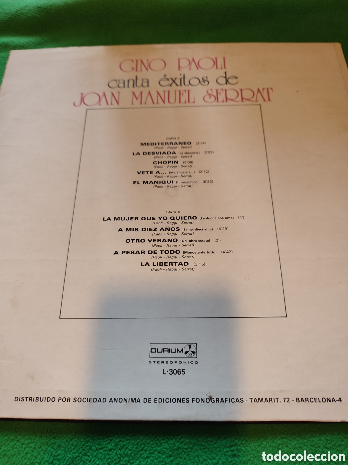 Discos de vinilo: Gino Paoli - Canta &eacute;xitos de Joan Manuel Serrat - Foto 2