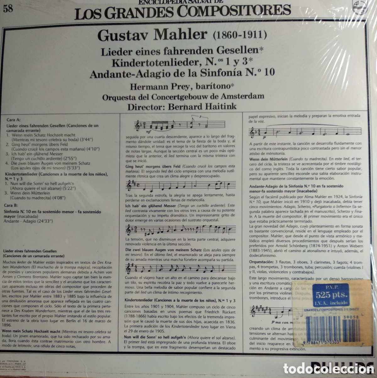 Discos de vinilo: GUSTAV MAHLER, SPAIN, PHILIPS, CT.1 - Foto 2