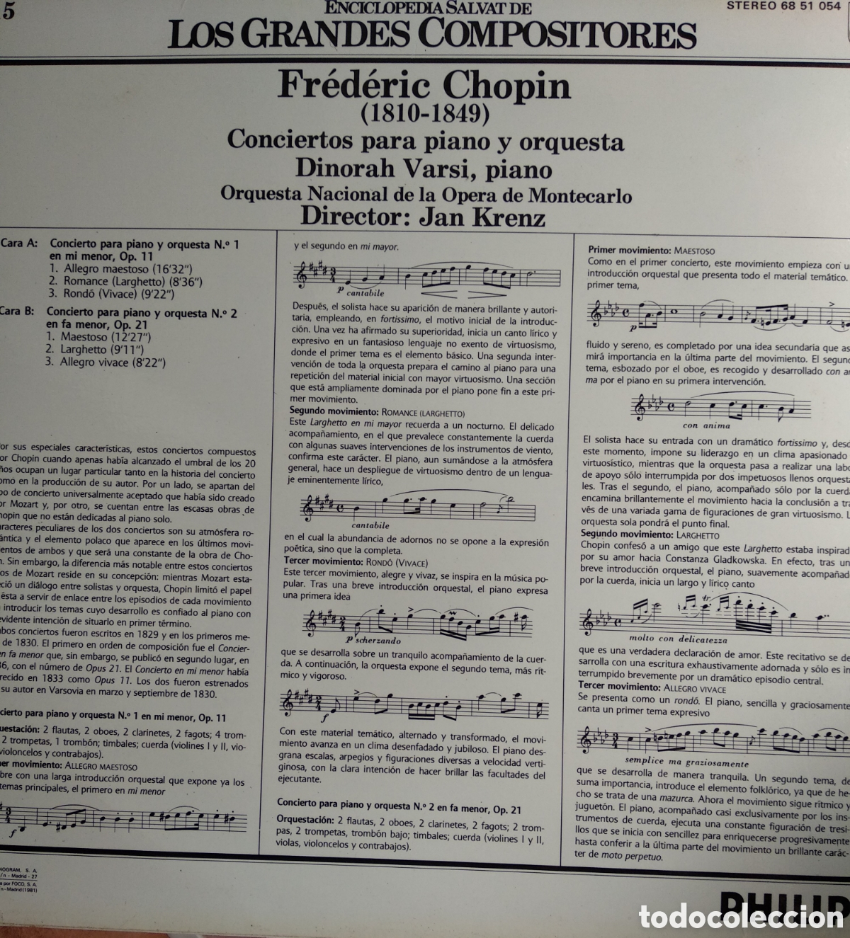 Discos de vinilo: FREDERIC CHOPIN, SPAIN, PHILIPS, CT.1 - Foto 2