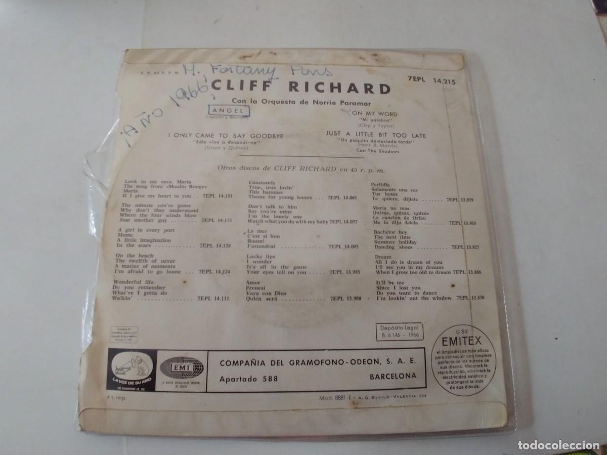 Discos de vinilo: CLIFF RICHARD-EP ANGEL +3 - Foto 2