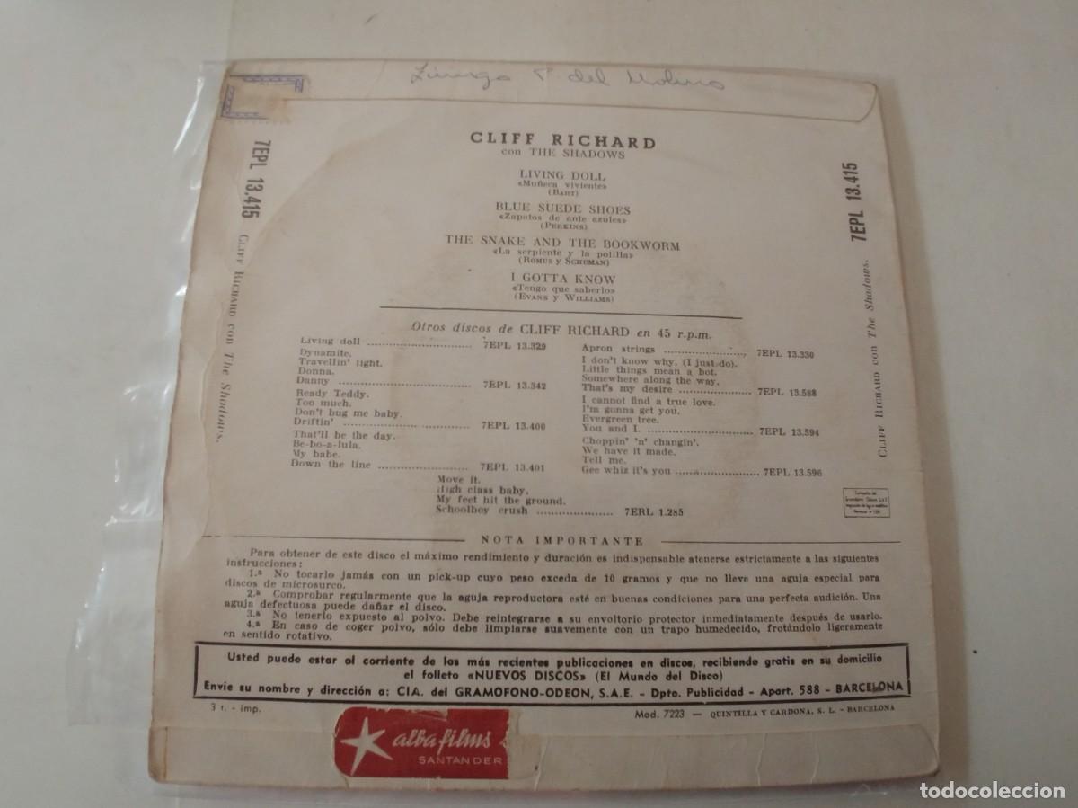Discos de vinilo: CLIFF RICHARD-EP LIVING DOLL +3 - Foto 2