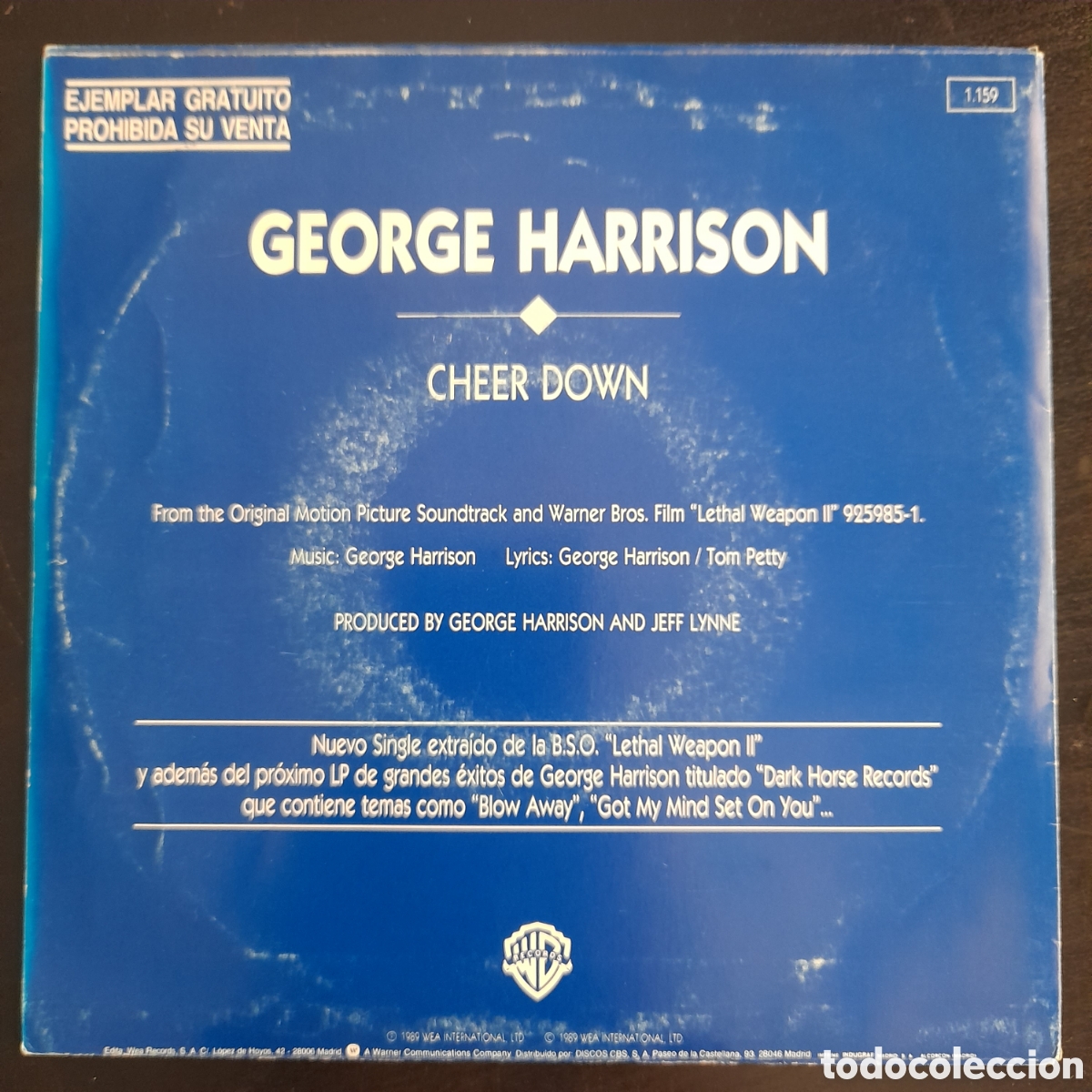 Discos de vinilo: George Harrison &ndash; Cheer Down. 1989. Vinilo, 7&rdquo;, Single, Promo - Foto 2