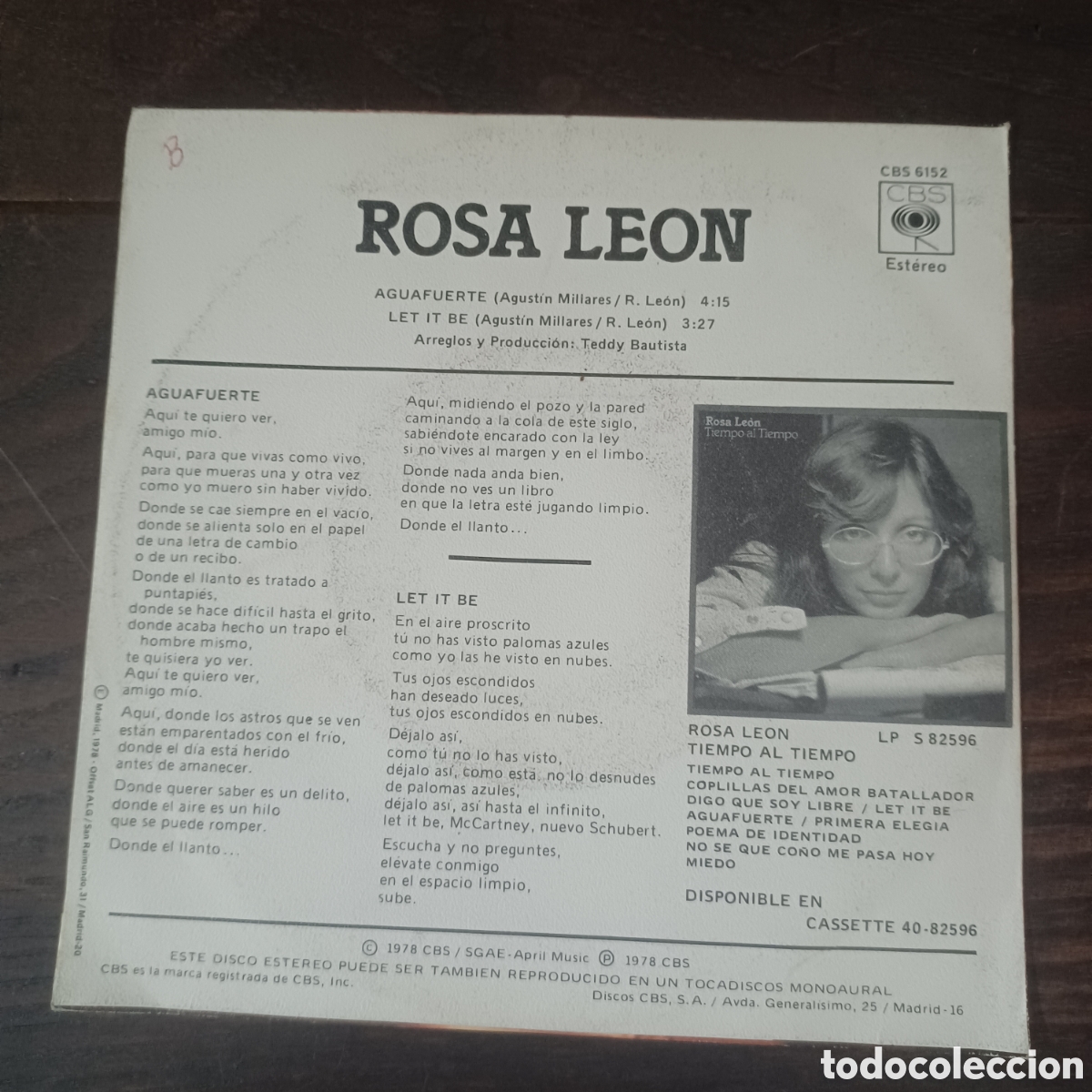 Discos de vinilo: ROSA LEON - AGUAFUERTE / LET IT BE 1978 CBS - Foto 2