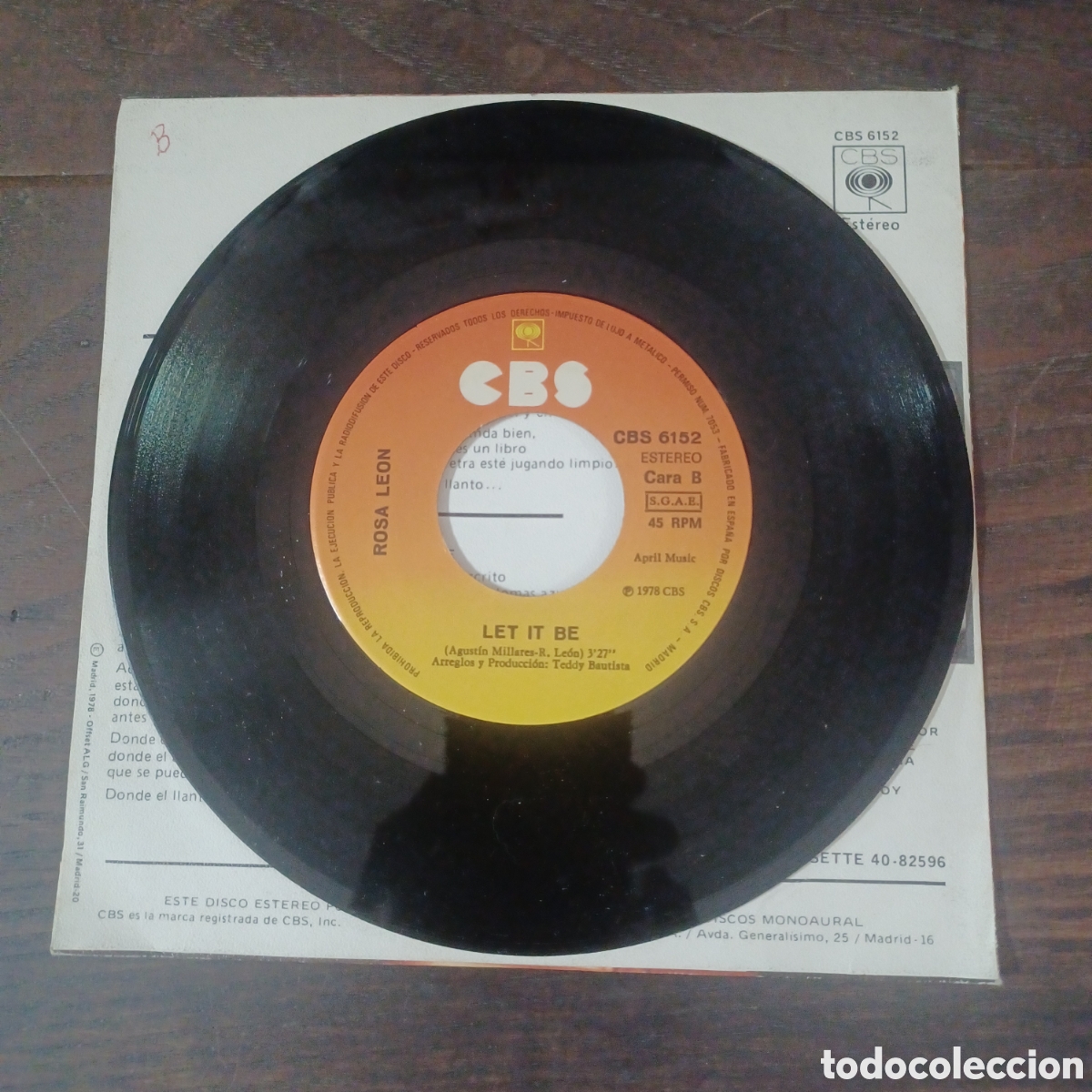 Discos de vinilo: ROSA LEON - AGUAFUERTE / LET IT BE 1978 CBS - Foto 5
