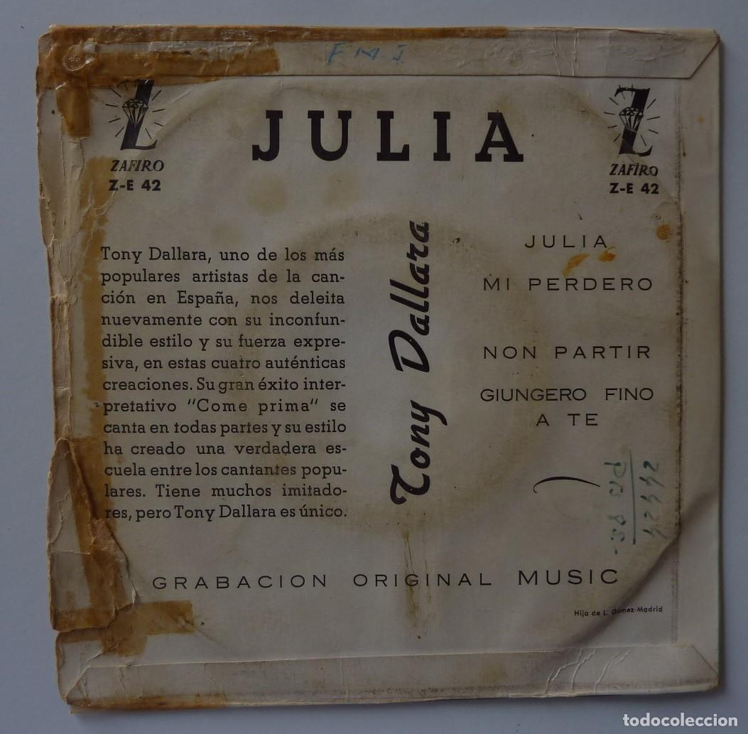 Discos de vinilo: TONY DALLARA // JULIA+3 // 1959 // EP - Foto 2