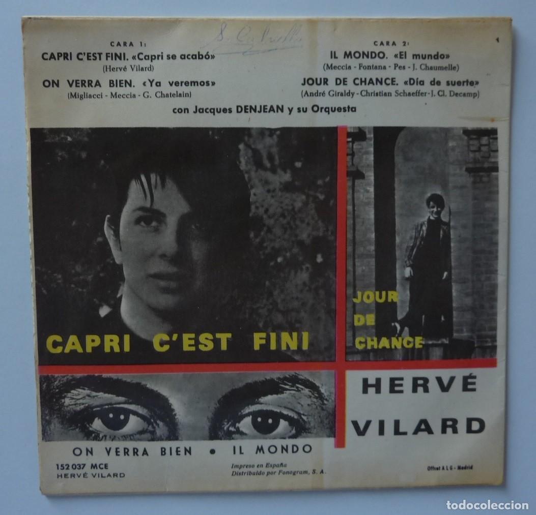 Discos de vinilo: HERVE VILARD // CAPRI CEST FINI+3 // 1966 // EP - Foto 2