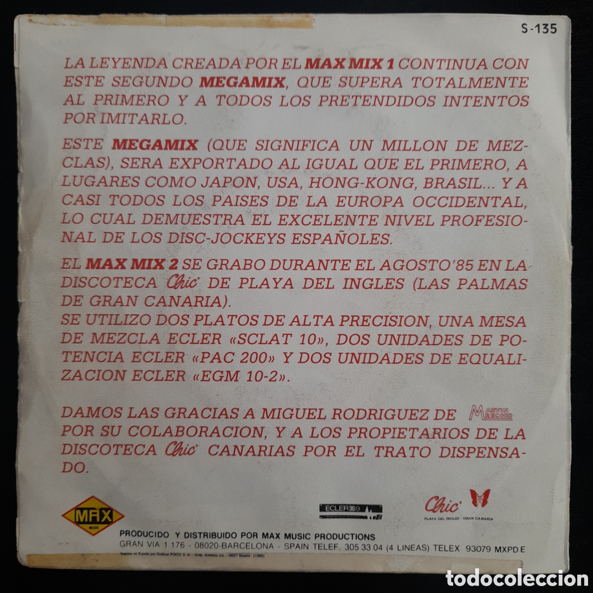Discos de vinilo: Varios &ndash; Max Mix 2. 1985. Vinilo, 7&rdquo;, Single Sided, Promo, Compilation - Foto 2