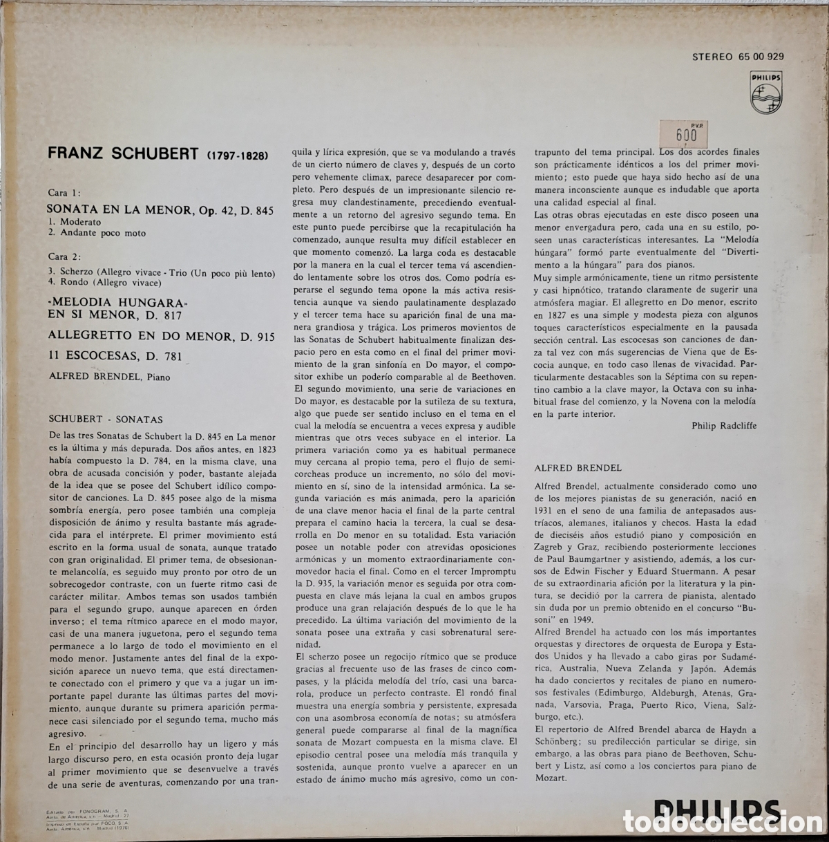 Discos de vinilo: ALFRED BREMDEL. SCHUBERT. SONATA EN LA MENOR. LM.1. - Foto 2