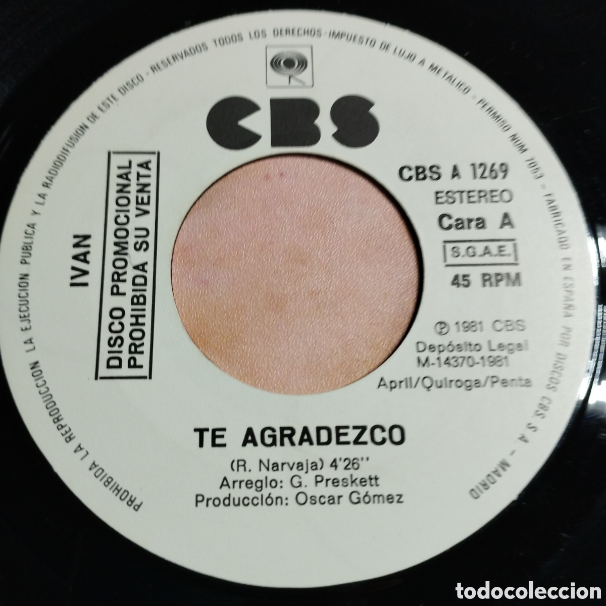 Discos de vinilo: Single 7&rdquo; PROMO. Iv&aacute;n 1981 Te agradezco + Es. - Foto 3