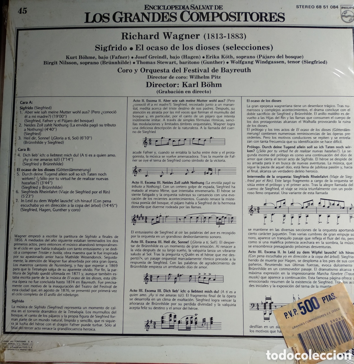 Discos de vinilo: RICHARD WAGNER, SPAIN, PHILIPS, CT.1 - Foto 2