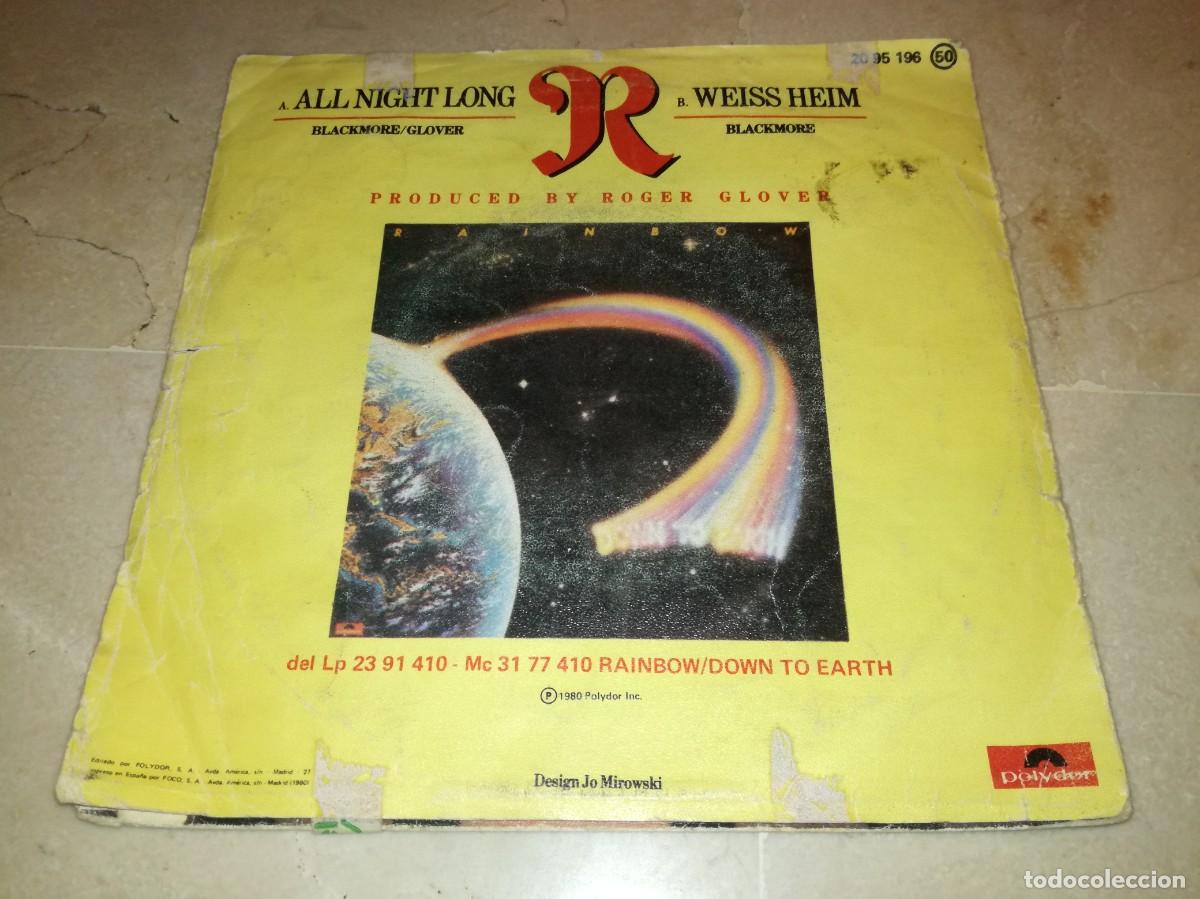 Discos de vinilo: RAINBOW-ALL NIGHT LONG-ORIGINAL ESPA&Ntilde;OL 1980 - Foto 2