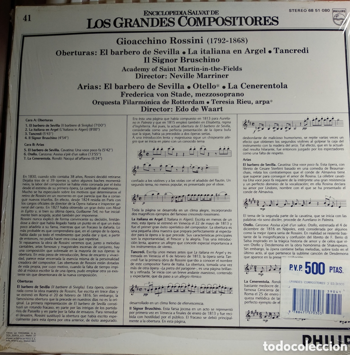 Discos de vinilo: GIOACCHINO ROSSINI, SPAIN, PHILIPS, CT.1 - Foto 2