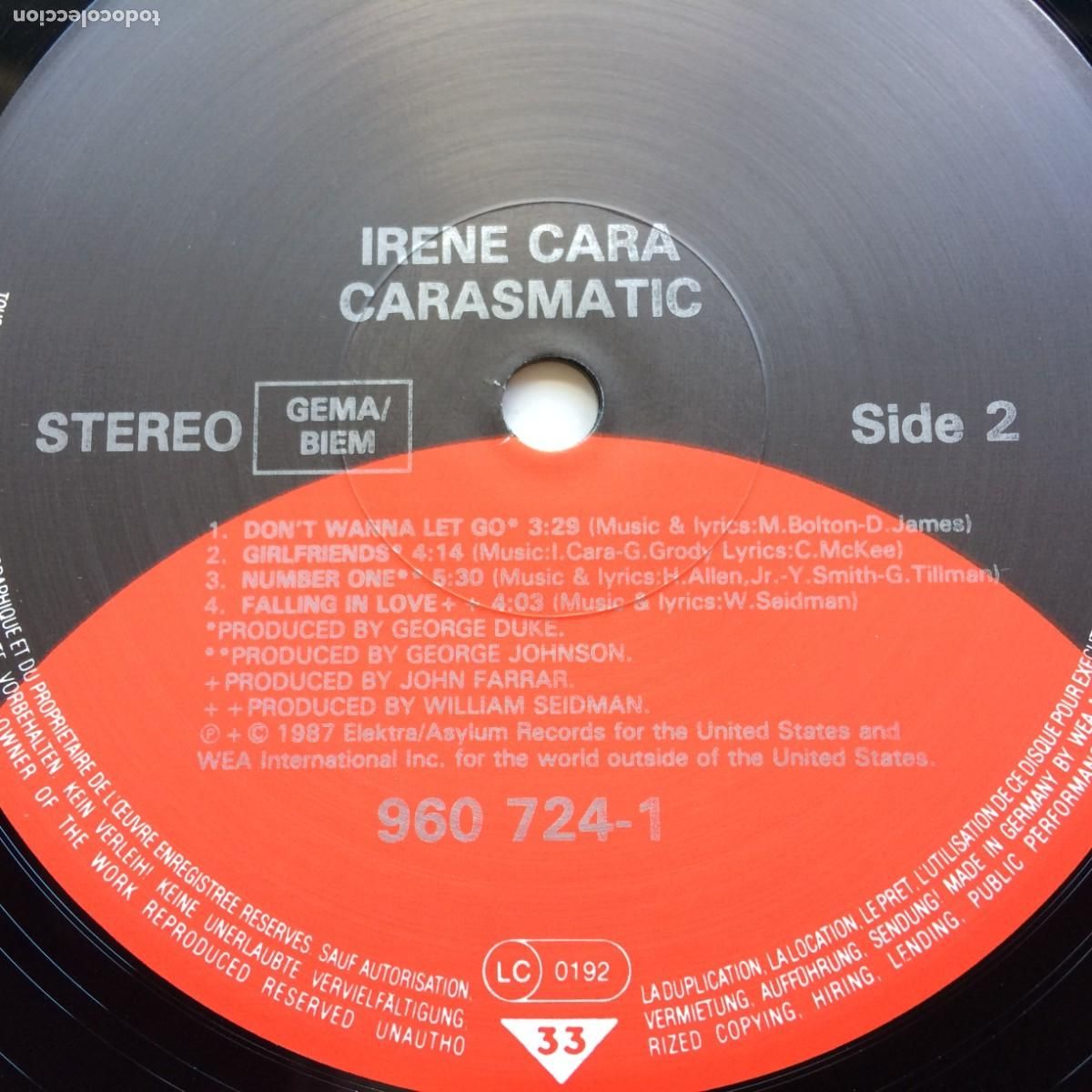 Discos de vinilo: Irene Cara &lrm;&ndash; Carasmatic , Germany 1987 Elektra - Foto 6