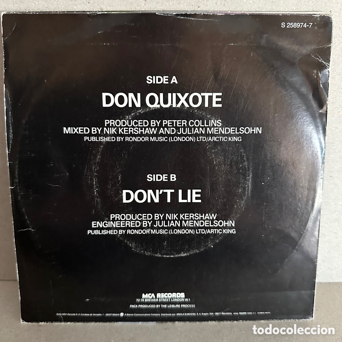 Discos de vinilo: Nik Kershaw - Don Quixote (7&rdquo;, Single) - Foto 2