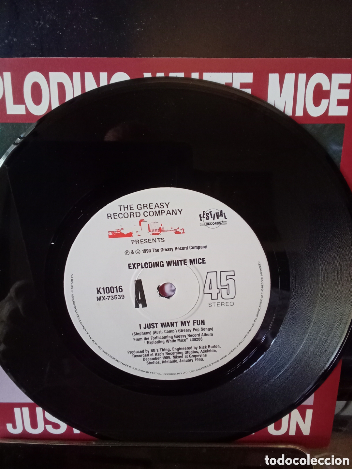 Discos de vinilo: EXPLODING WHITE MICE 1990 7&rdquo; Single LIMITED EDITION.Orig. Australia. - Foto 3