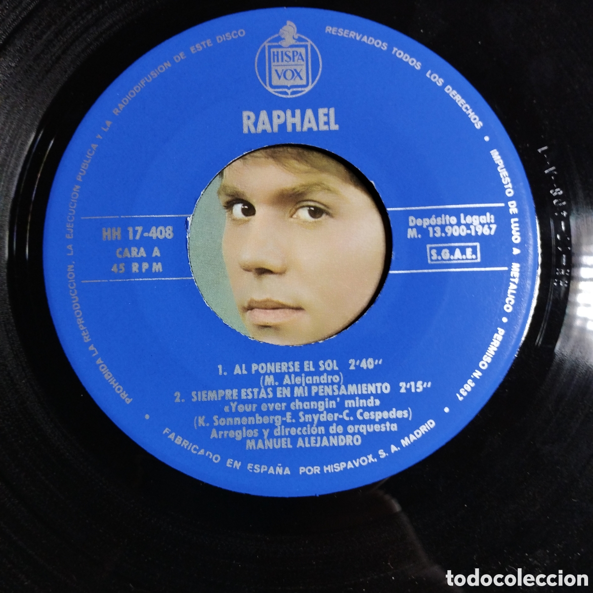 Discos de vinilo: EP 7&rdquo; Raphael 1967 Al ponerse el sol + 3 - Foto 3
