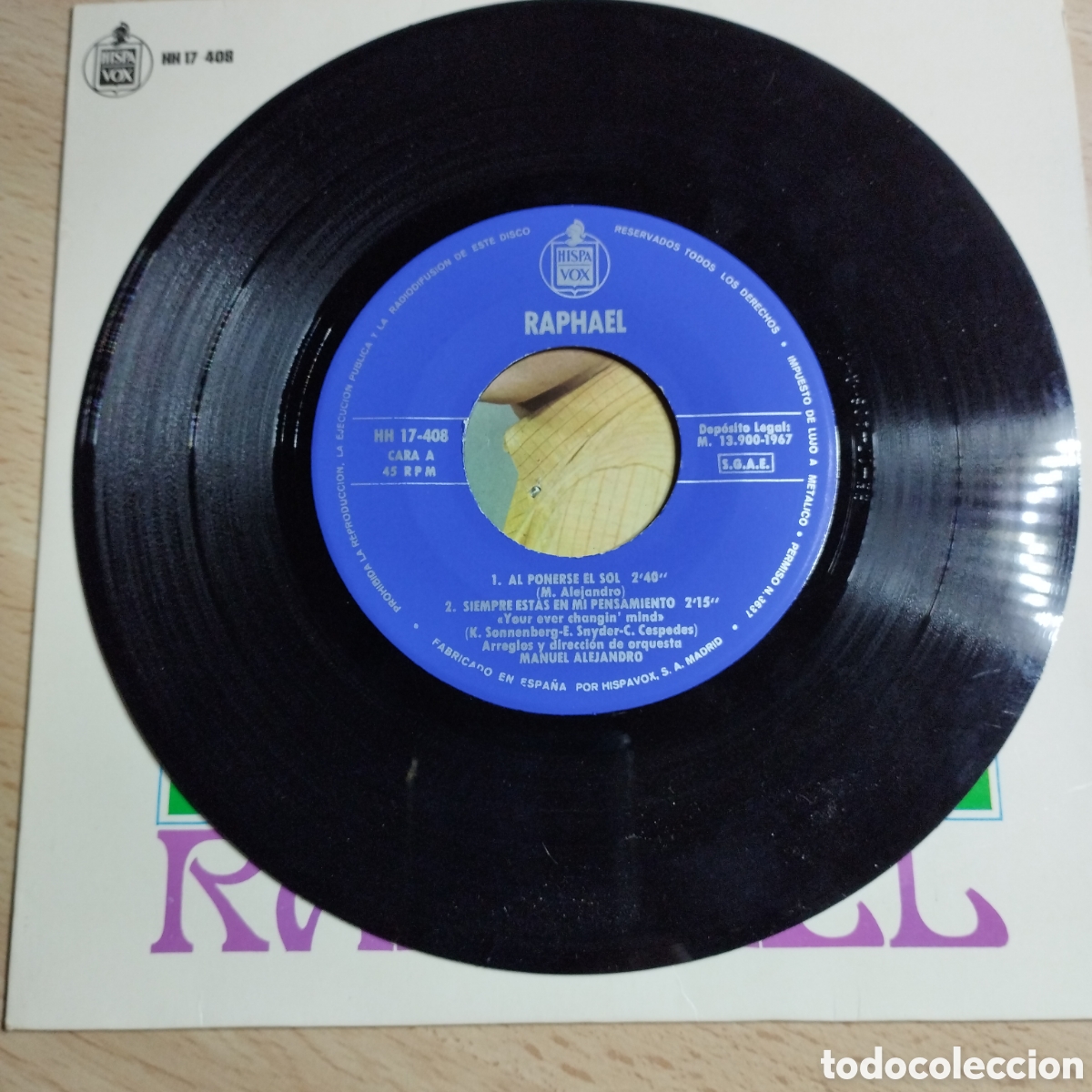 Discos de vinilo: EP 7&rdquo; Raphael 1967 Al ponerse el sol + 3 - Foto 4