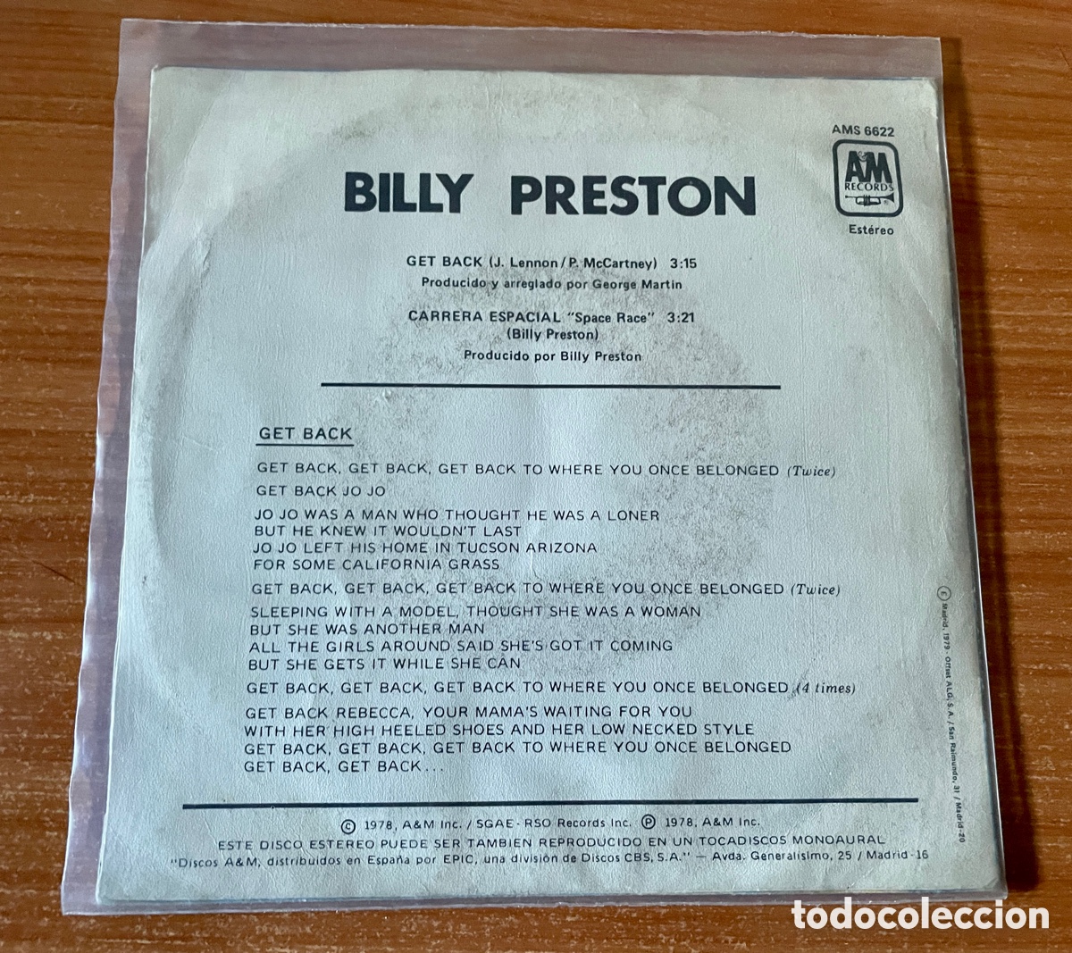 Discos de vinilo: Billy Preston - Get Back / single vinilo 7&rdquo; - Foto 2