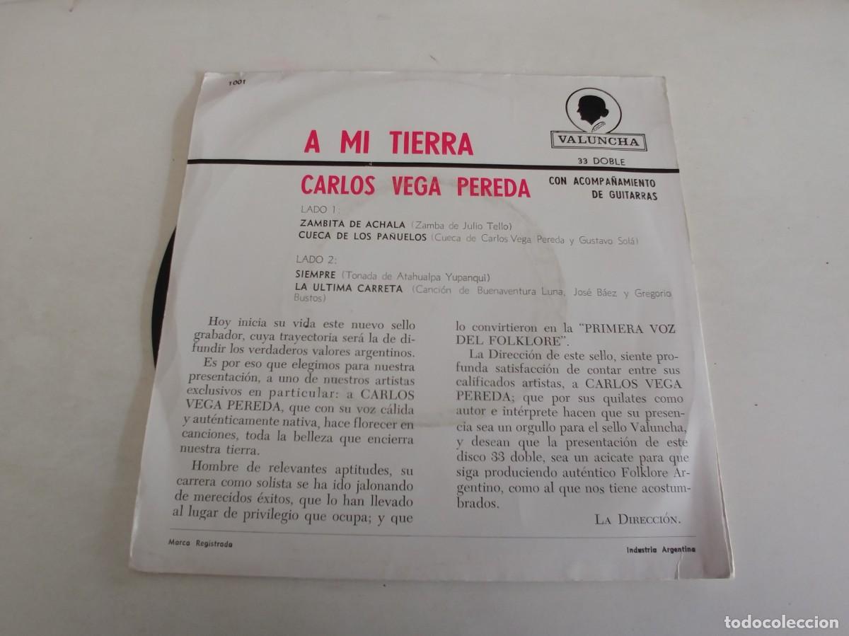 Discos de vinilo: CARLOS VEGA PEREDA-EP A MI TIERRA - Foto 2