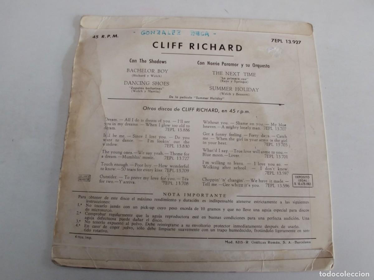 Discos de vinilo: CLIFF RICHARD-EP BACHELOR BOY +3 - Foto 2