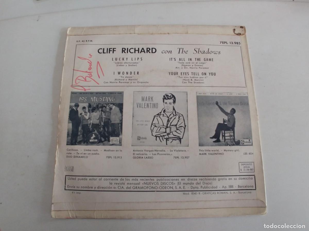 Discos de vinilo: CLIFF RICHARD-EP LUCKY LIPS +3 - Foto 2