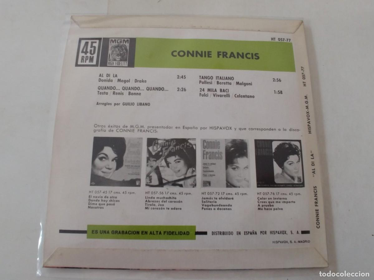 Discos de vinilo: CONNIE FRANCIS-EP AL DI LA +3-NUEVO - Foto 2