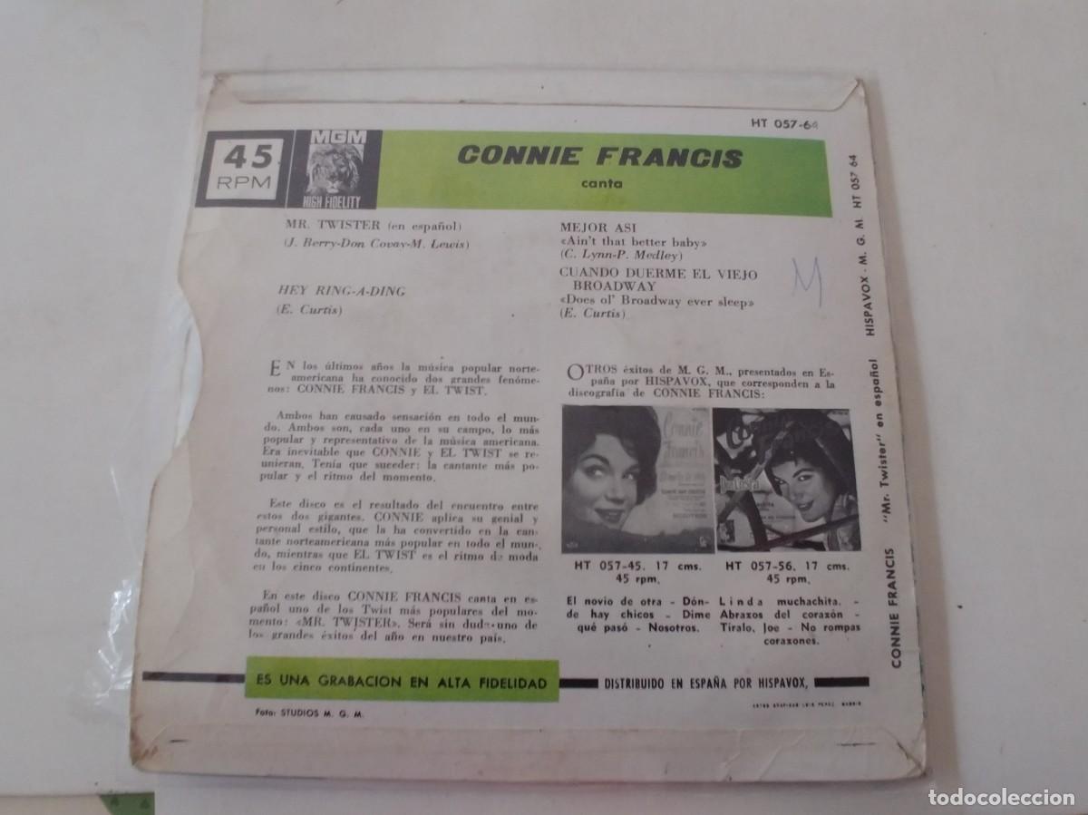 Discos de vinilo: CONNIE FRANCIS-EP MR.TWISTER +3 - Foto 2