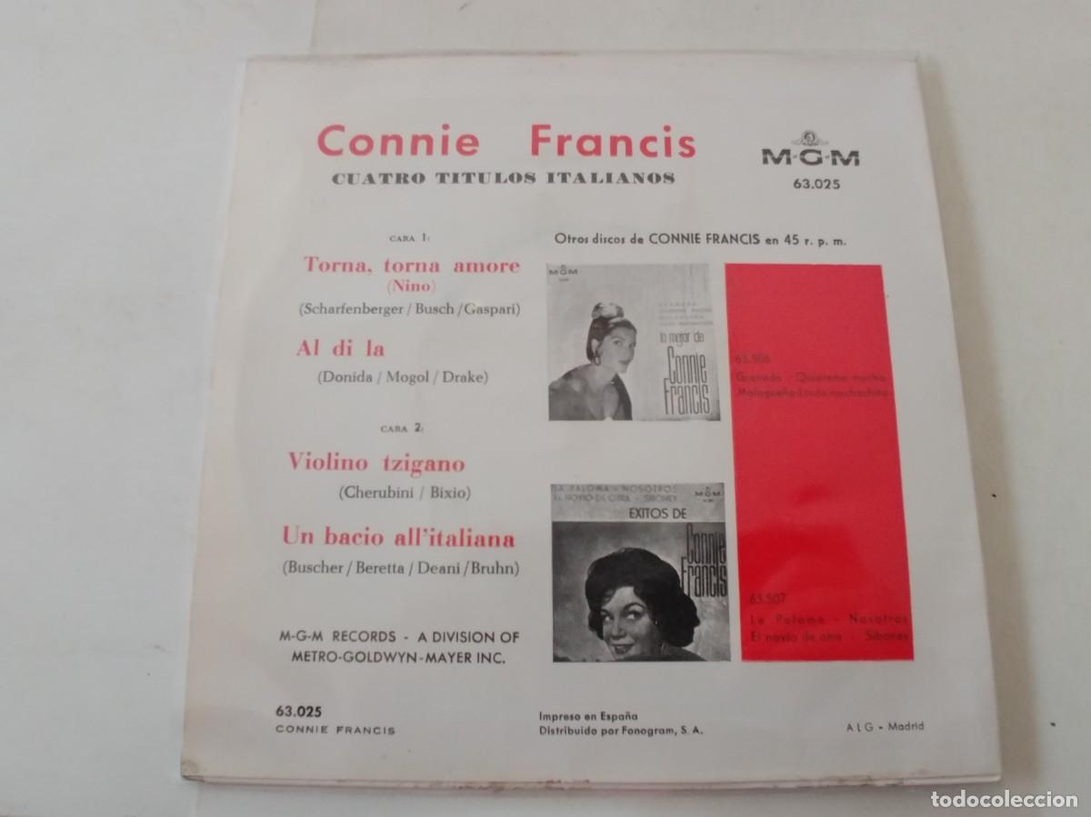 Discos de vinilo: CONNIE FRANCIS-EP TORNA TORNA AMORE +3 - Foto 2