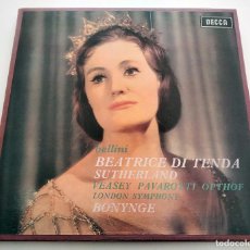 Discos de vinilo: ÓPERA BEATRICE DI TENDA. VINCENZO BELLINI. COFRE 3 LPS. 1975. DECCA SET 320/2. VINILOS MINT.