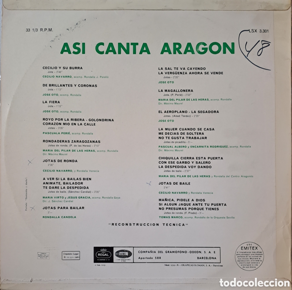 Discos de vinilo: ASI CANTA ARAGON. REGAL. 1966. - Foto 2