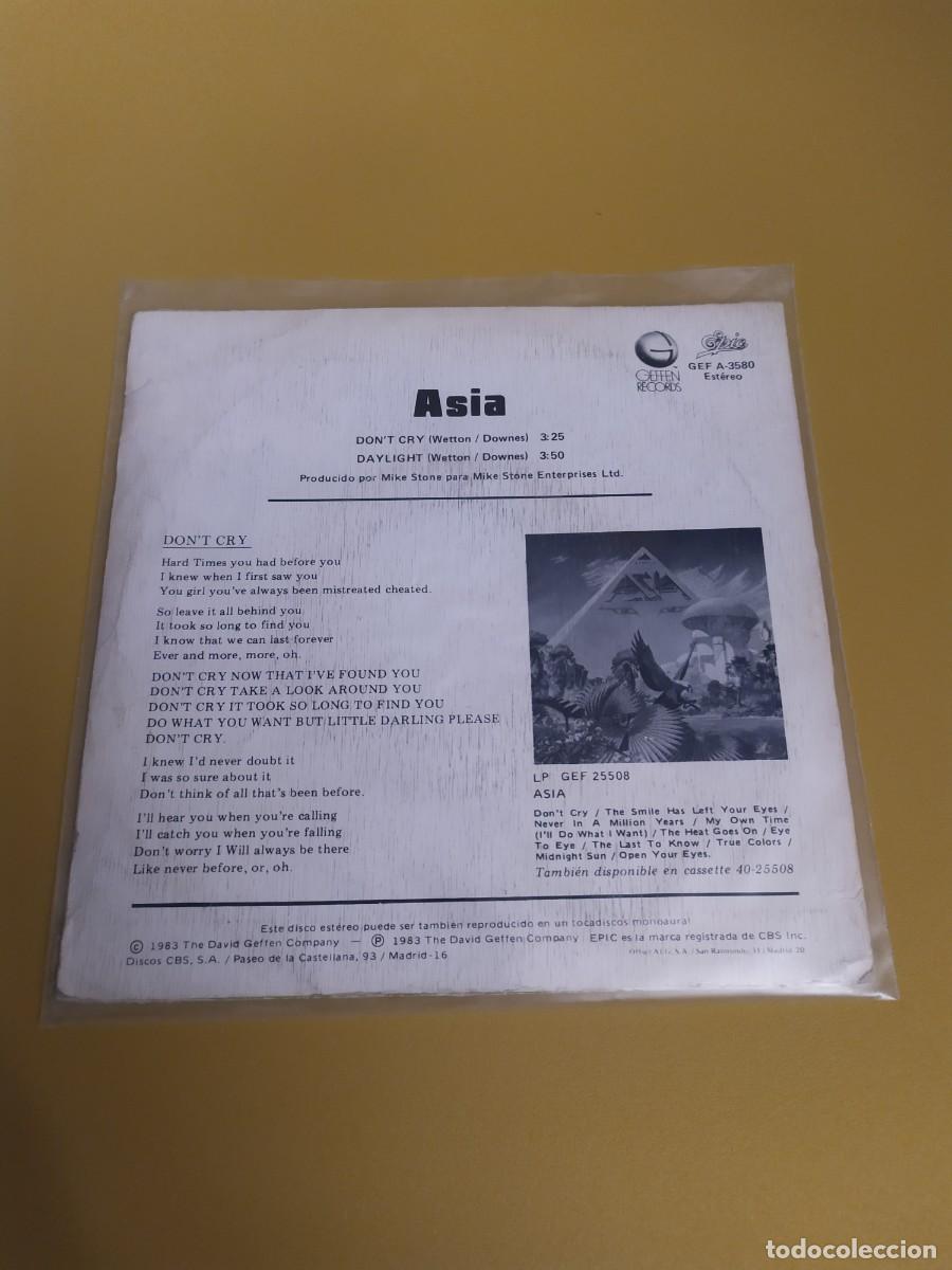 Discos de vinilo: Asia - Dont Cry / Daylight 1983 - Foto 2