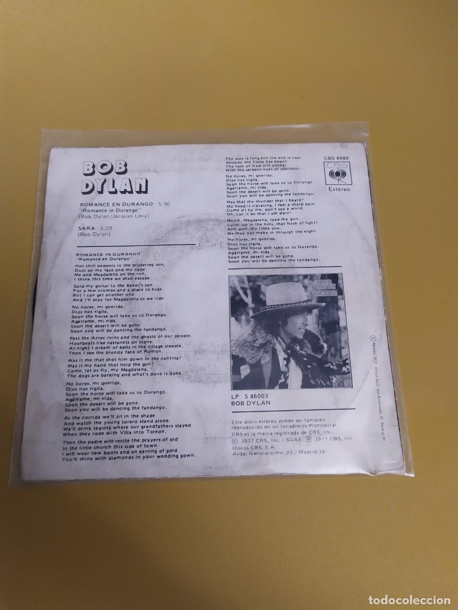 Discos de vinilo: Bob Dylan - Romance in Durango / Sara 1977 - Foto 2