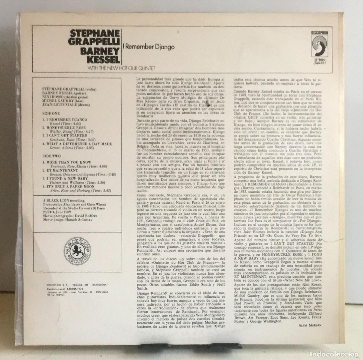 Discos de vinilo: St&eacute;phane Grappelli / Barney Kessel - I Remember Django - LP - Foto 2