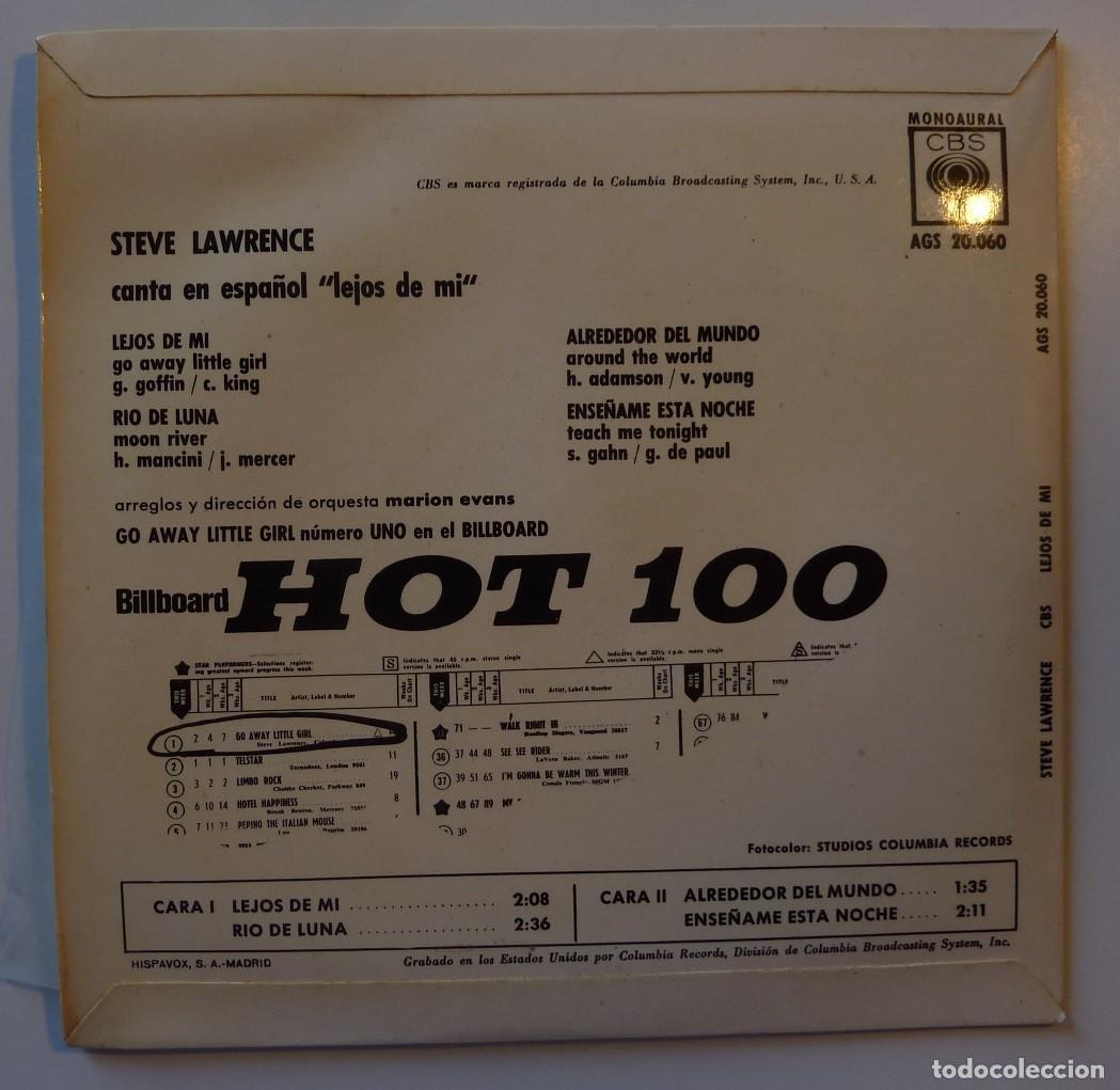 Discos de vinilo: STEVE LAWRENCE // LEJOS DE MI+3 // 1963 // EP - Foto 2